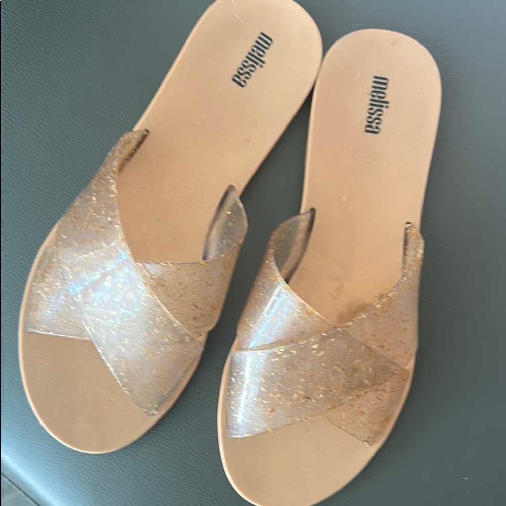 Melissa Gold Sandals Minimalist Slip-On